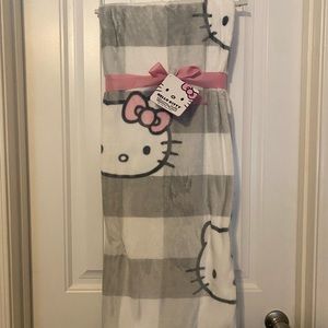 Grey plaid hello kitty throw blanket